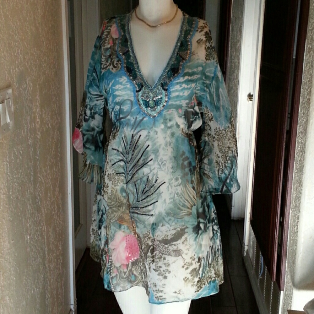Alberto Makali Blue and Pink Dress
